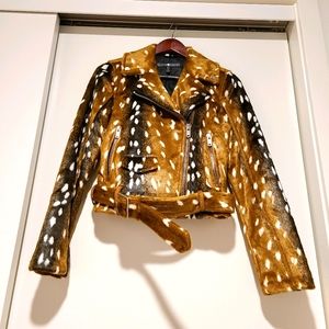 NWOT 7 for Mankind Faux Fur Moto Jacket in Fawn